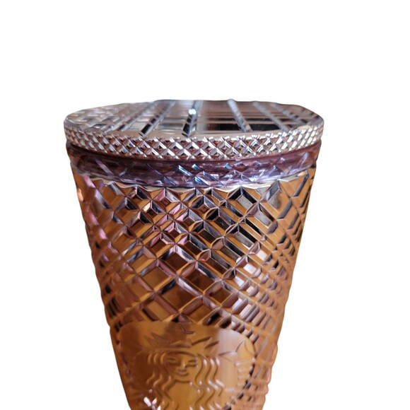 Starbucks 2023 Rose Gold Winter Holiday Jeweled 24oz VENTI Tumbler Cold Cup - Picture 3 of 5